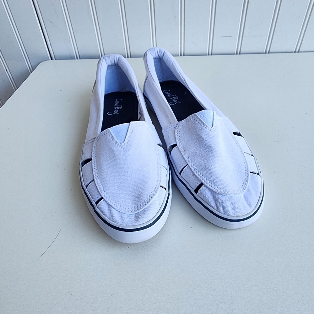 Coral Bay Women’s Captiva Loafers Shoe Flat White Canvas Size 7.5 - Picture 4 of 7